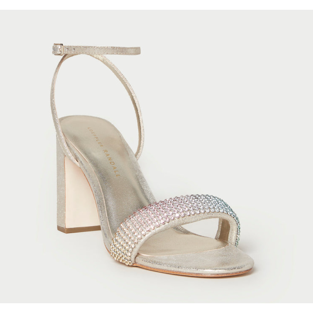 NEW Loeffler Randall Shay Rainbow Rhinestone Block Heel Ankle Strap Size 9